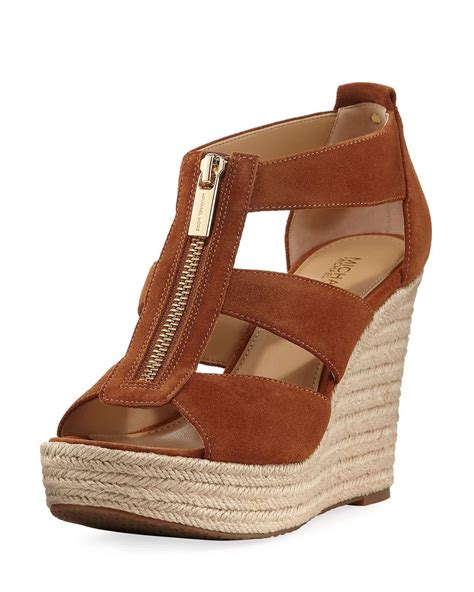 michael kors clear wedge|Michael Kors suede wedge sandals.